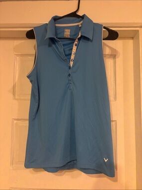 Callaway Light Blue Sleeveless Golf Polo